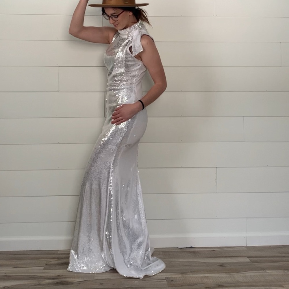 Badgley Mischka Floor Length Sequin Dress